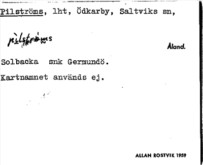 Bild på arkivkortet för arkivposten Pilströms