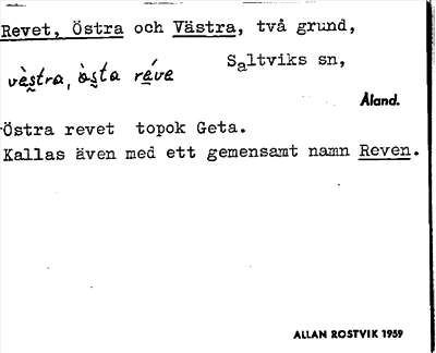 Bild på arkivkortet för arkivposten Revet, Östra och Västra