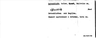 Bild på arkivkortet för arkivposten Rotenklubb