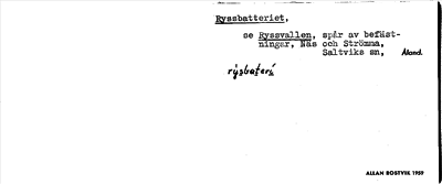 Bild på arkivkortet för arkivposten Ryssbatteriet, se Ryssvallen