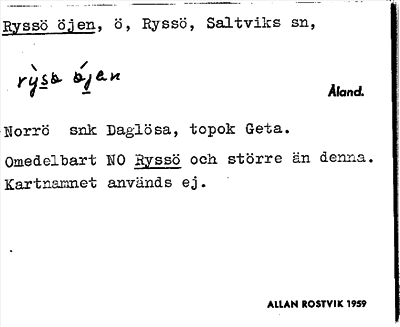 Bild på arkivkortet för arkivposten Ryssö öjen