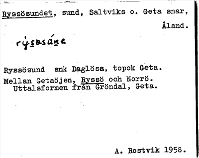 Bild på arkivkortet för arkivposten Ryssösundet