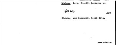 Bild på arkivkortet för arkivposten Rösberg