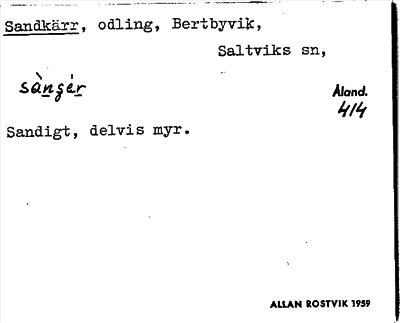 Bild på arkivkortet för arkivposten Sandkärr