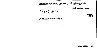 Bild på arkivkortet för arkivposten Sandnabbsören