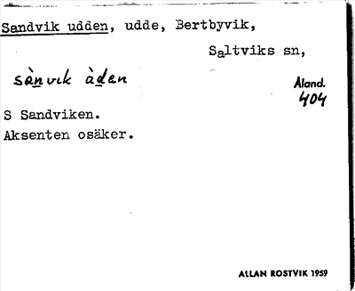 Bild på arkivkortet för arkivposten Sandvik udden