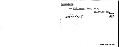Bild på arkivkortet för arkivposten Selanders