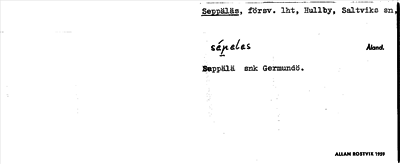Bild på arkivkortet för arkivposten Seppäläs