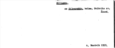 Bild på arkivkortet för arkivposten Sillskär, se Silverskär
