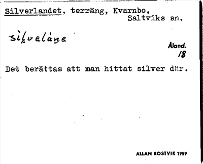 Bild på arkivkortet för arkivposten Silverlandet
