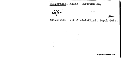 Bild på arkivkortet för arkivposten Silverskär