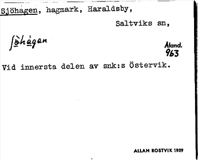 Bild på arkivkortet för arkivposten Sjöhagen