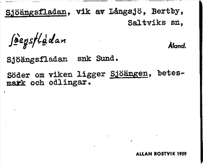 Bild på arkivkortet för arkivposten Sjöängsfladan