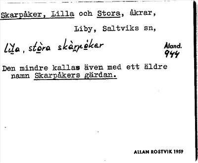 Bild på arkivkortet för arkivposten Skarpåker, Lilla och Stora