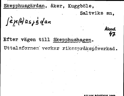 Bild på arkivkortet för arkivposten Skepphusgärdan