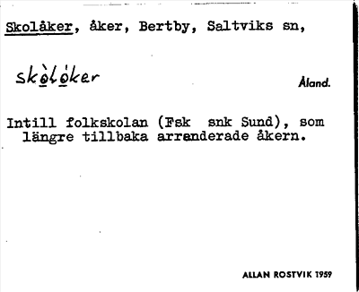 Bild på arkivkortet för arkivposten Skolåker