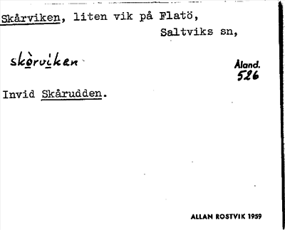Bild på arkivkortet för arkivposten Skårviken