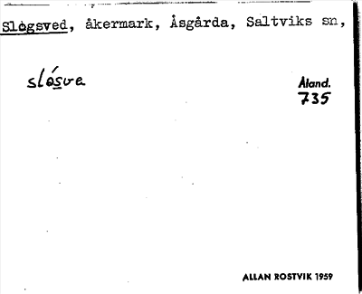 Bild på arkivkortet för arkivposten Slogsved