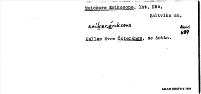 Bild på arkivkortet för arkivposten Snickare Erikssons