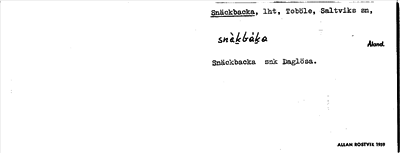 Bild på arkivkortet för arkivposten Snäckbacka