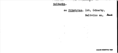 Bild på arkivkortet för arkivposten Solbacka, se Pilströms