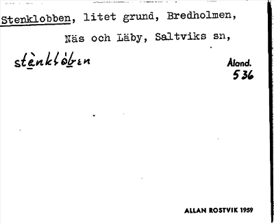 Bild på arkivkortet för arkivposten Stenklobben