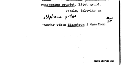 Bild på arkivkortet för arkivposten Storströms grundet