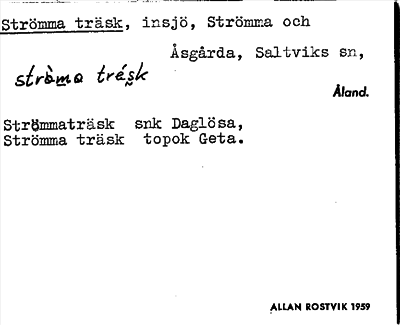 Bild på arkivkortet för arkivposten Strömma träsk