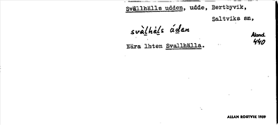 Bild på arkivkortet för arkivposten Svallhälls udden