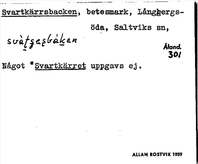 Bild på arkivkortet för arkivposten Svartkärrsbacken