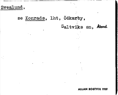 Bild på arkivkortet för arkivposten Svealund, se Konrads