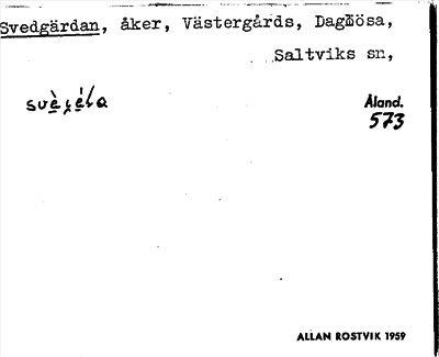 Bild på arkivkortet för arkivposten Svedgärdan