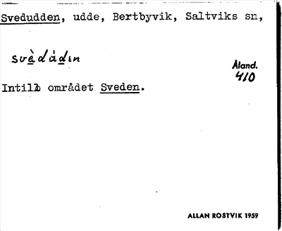Bild på arkivkortet för arkivposten Svedudden