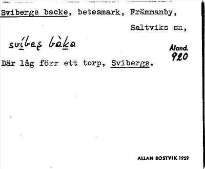 Bild på arkivkortet för arkivposten Svibergs backe