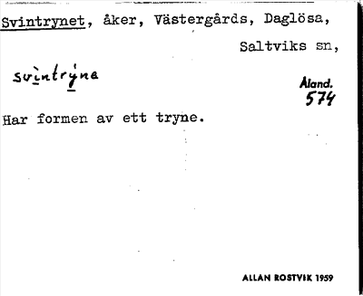 Bild på arkivkortet för arkivposten Svintrynet