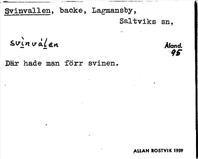 Bild på arkivkortet för arkivposten Svinvallen