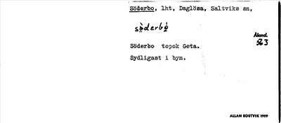 Bild på arkivkortet för arkivposten Söderbo
