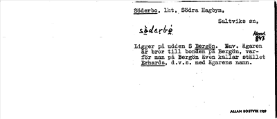 Bild på arkivkortet för arkivposten Söderbo