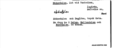 Bild på arkivkortet för arkivposten Söderdalen