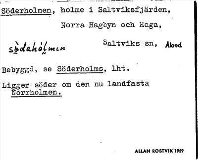 Bild på arkivkortet för arkivposten Söderholmen
