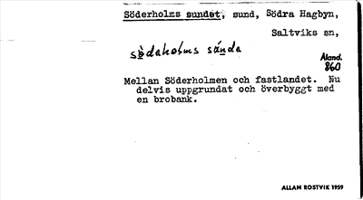 Bild på arkivkortet för arkivposten Söderholms sundet