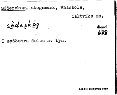 Bild på arkivkortet för arkivposten Söderskog