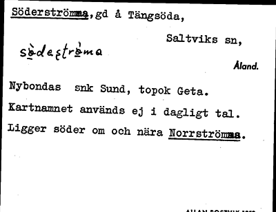 Bild på arkivkortet för arkivposten Söderströmma