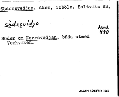 Bild på arkivkortet för arkivposten Södersvedjan