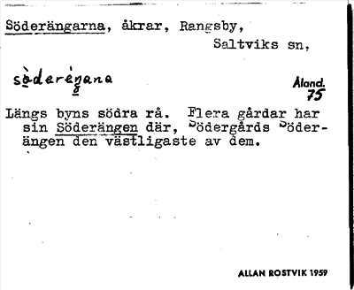 Bild på arkivkortet för arkivposten Söderängarna