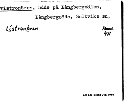 Bild på arkivkortet för arkivposten Tistronören
