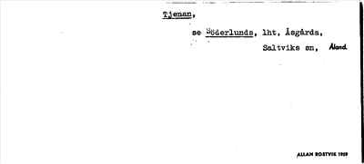 Bild på arkivkortet för arkivposten Tjenan, se Söderlunds