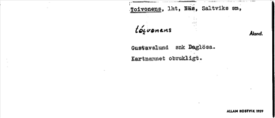 Bild på arkivkortet för arkivposten Toivonens