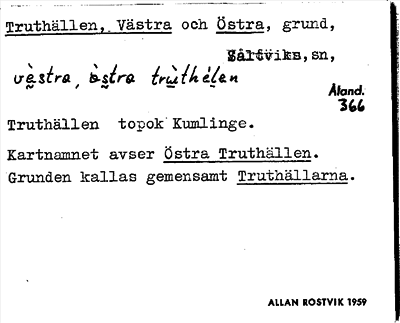 Bild på arkivkortet för arkivposten Truthällen, Västra och Östra