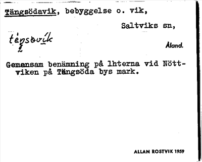 Bild på arkivkortet för arkivposten Tängsödavik
